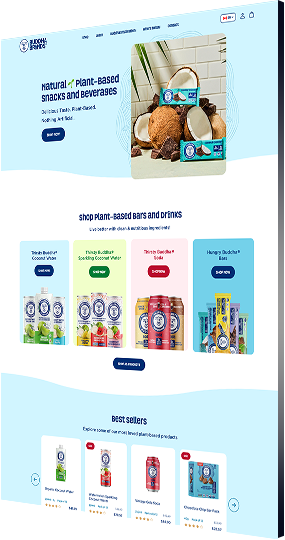 An angled screenshot of Buddha Brands' website design