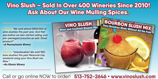 picture of wine slushies from Vino Slush Wine Slushie Mix and a Bourbon Slush Mix drink