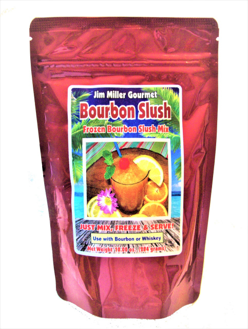 picture of front label of a pouch of Bourbon Slush Mix